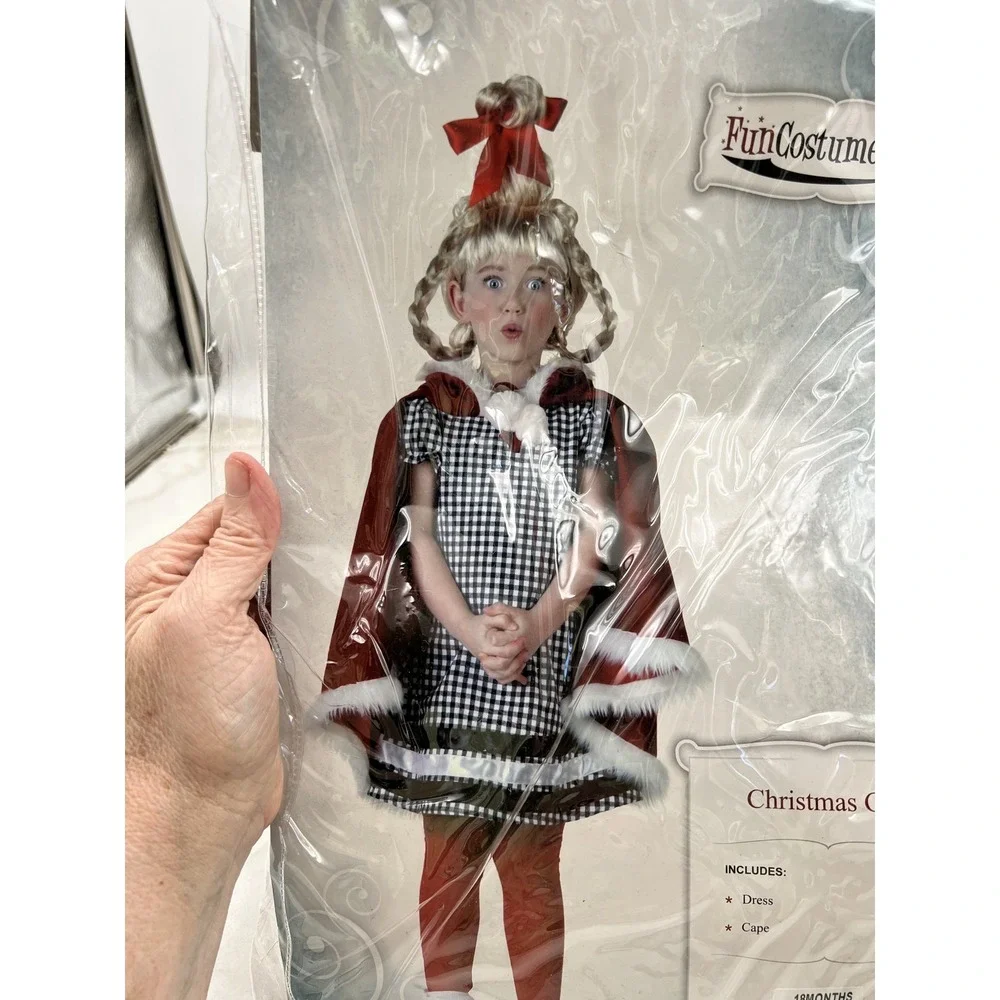 FunCostumes Grinch Cindy Lou Dress Cape Toddler Costume 18 Months Holiday Outfit